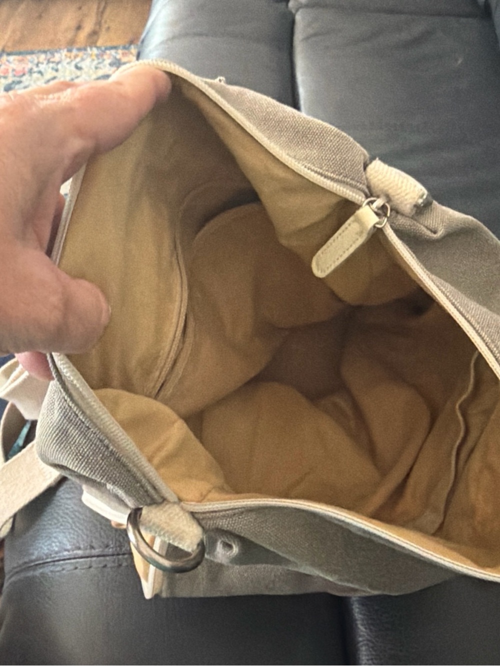 Source Unknown Tan Canvas Backpack with Paisley Front Pocket - Picture 8 of 10